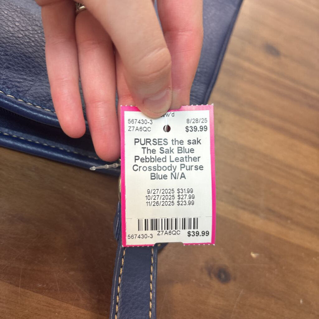 The Sak Blue Pebbled Leather Crossbody Purse