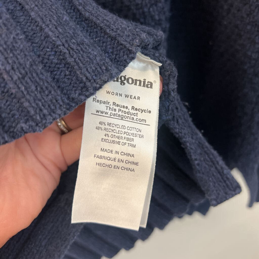 Patagonia Navy Heavy Knit Long Sleeve Turtleneck Sweater Top Extra Large