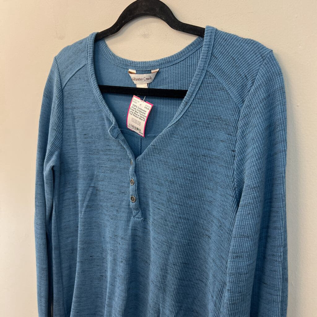 Coldwater Creek Blue Textured Long Sleeve Henley Top Medium