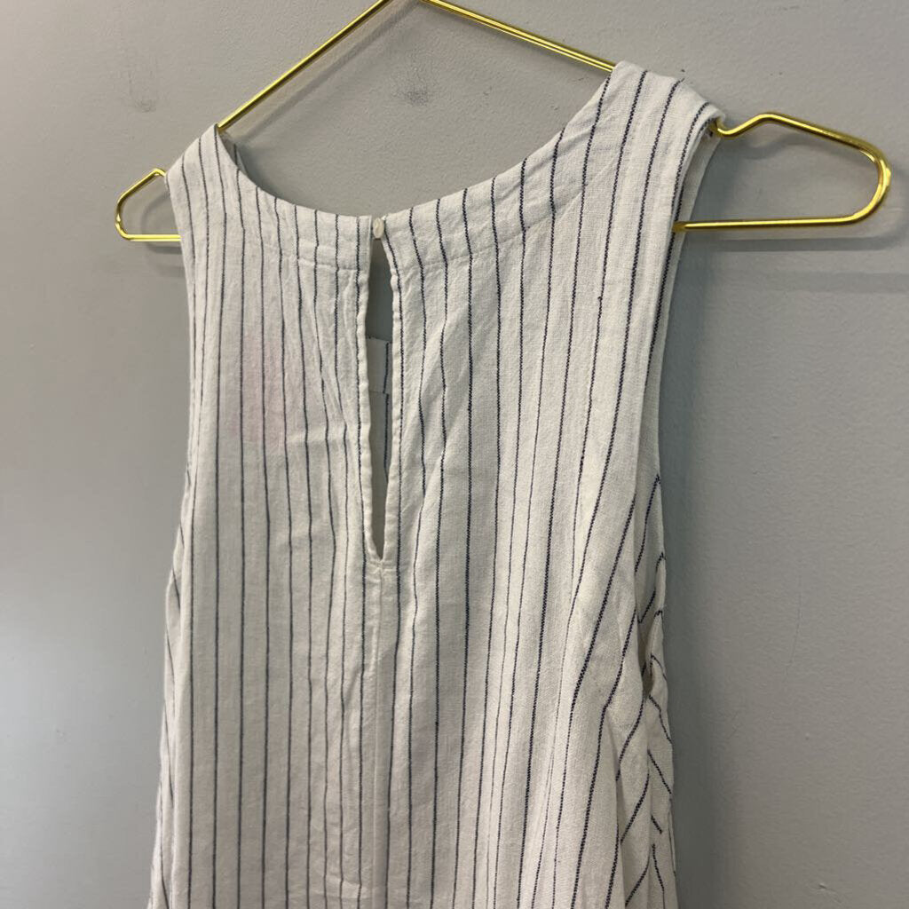 White/ Black Striped Sleeveless Tank Dress Medium