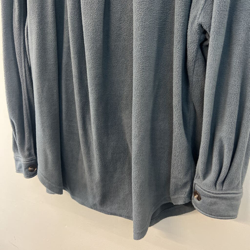 La Miel Blue Fleece Long Sleeve Shacket Top Large