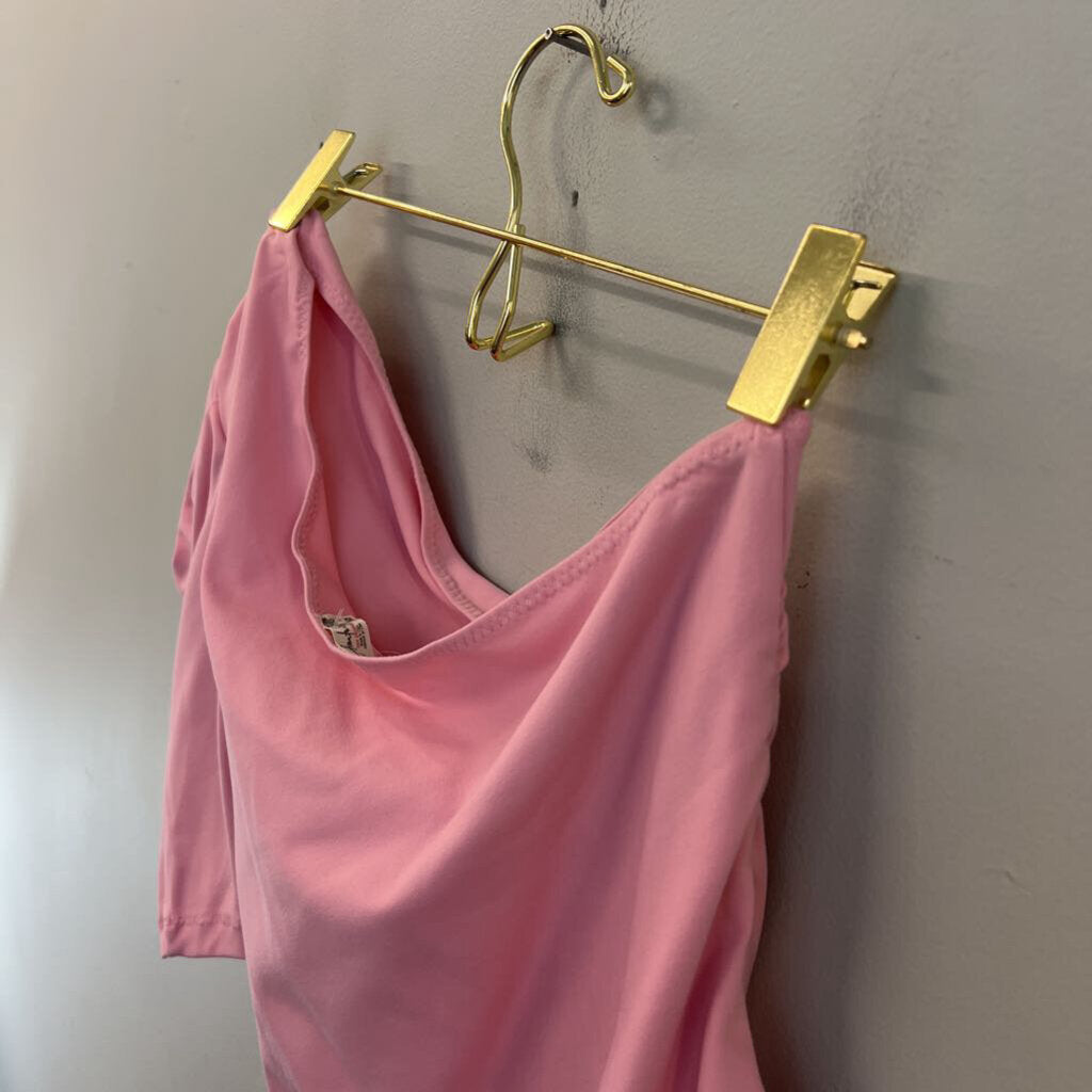 Intimately Free People Pink Short Puff Sleeve One Shoulder Bodysuit Medium