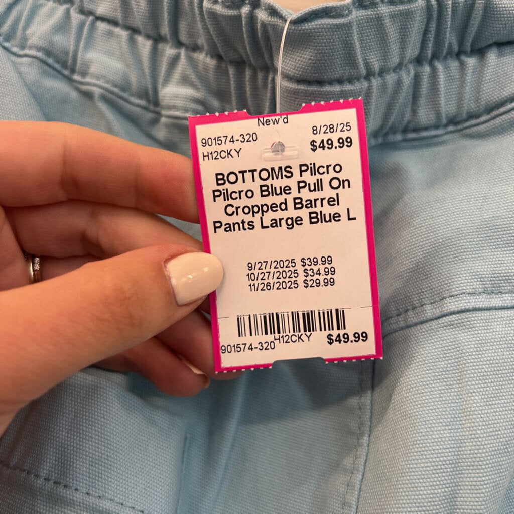 Pilcro Blue Pull On Cropped Barrel Pants Large