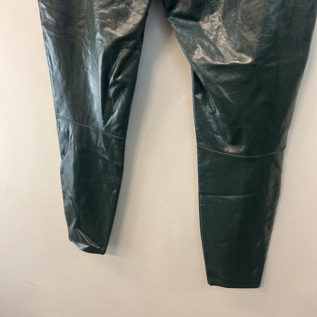 Spanx Dark Green Faux Leather Pull On Leggings 1X