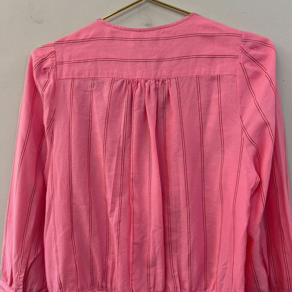 Madewell Pink Striped Long Sleeve Wrap Top Medium