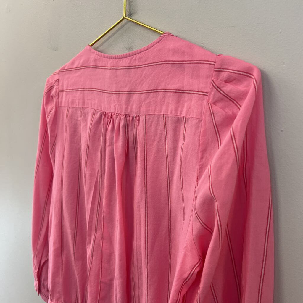 Madewell Pink Striped Long Sleeve Wrap Top Medium