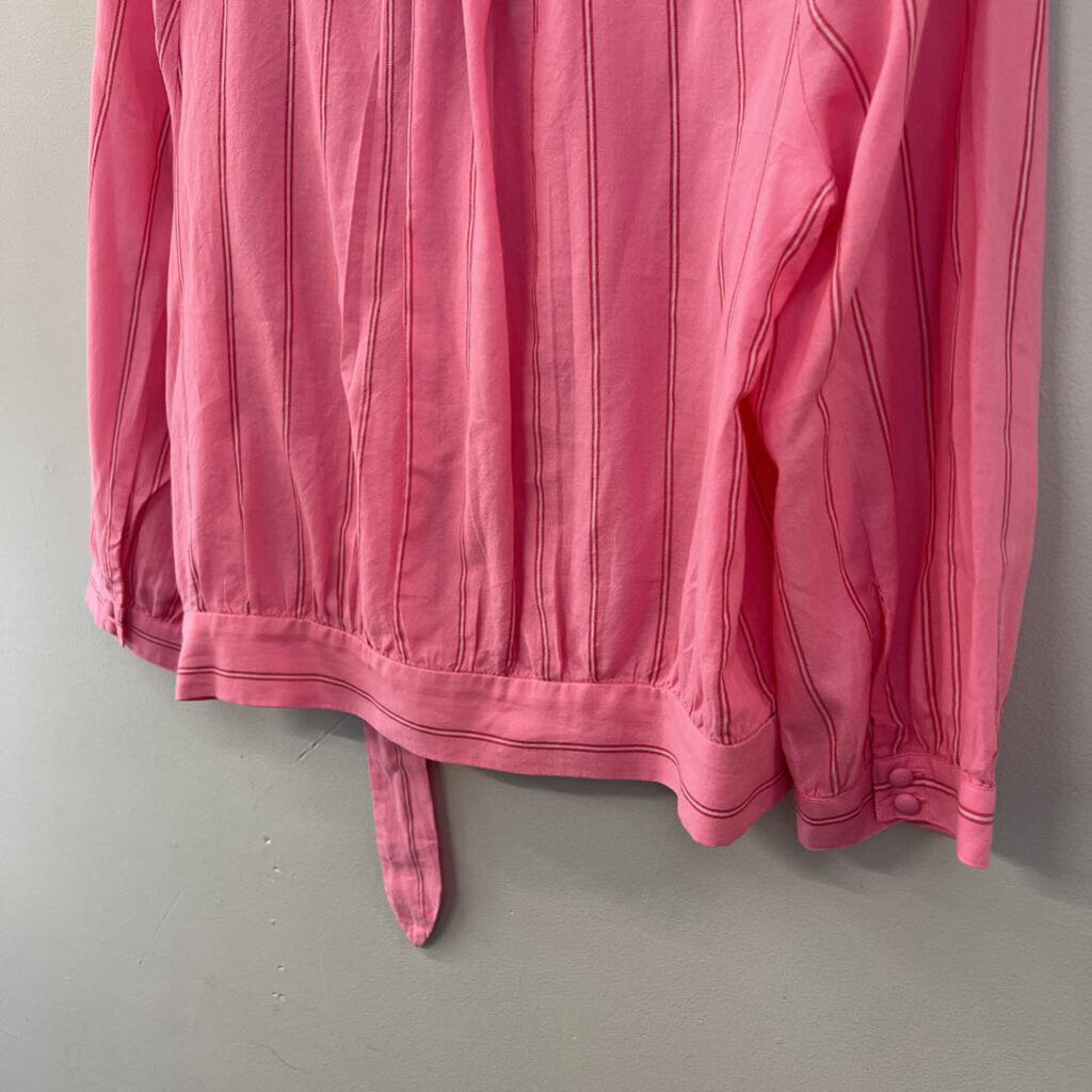 Madewell Pink Striped Long Sleeve Wrap Top Medium