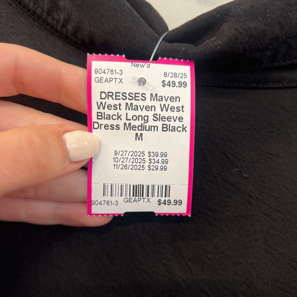 Maven West Black Long Sleeve Dress Medium