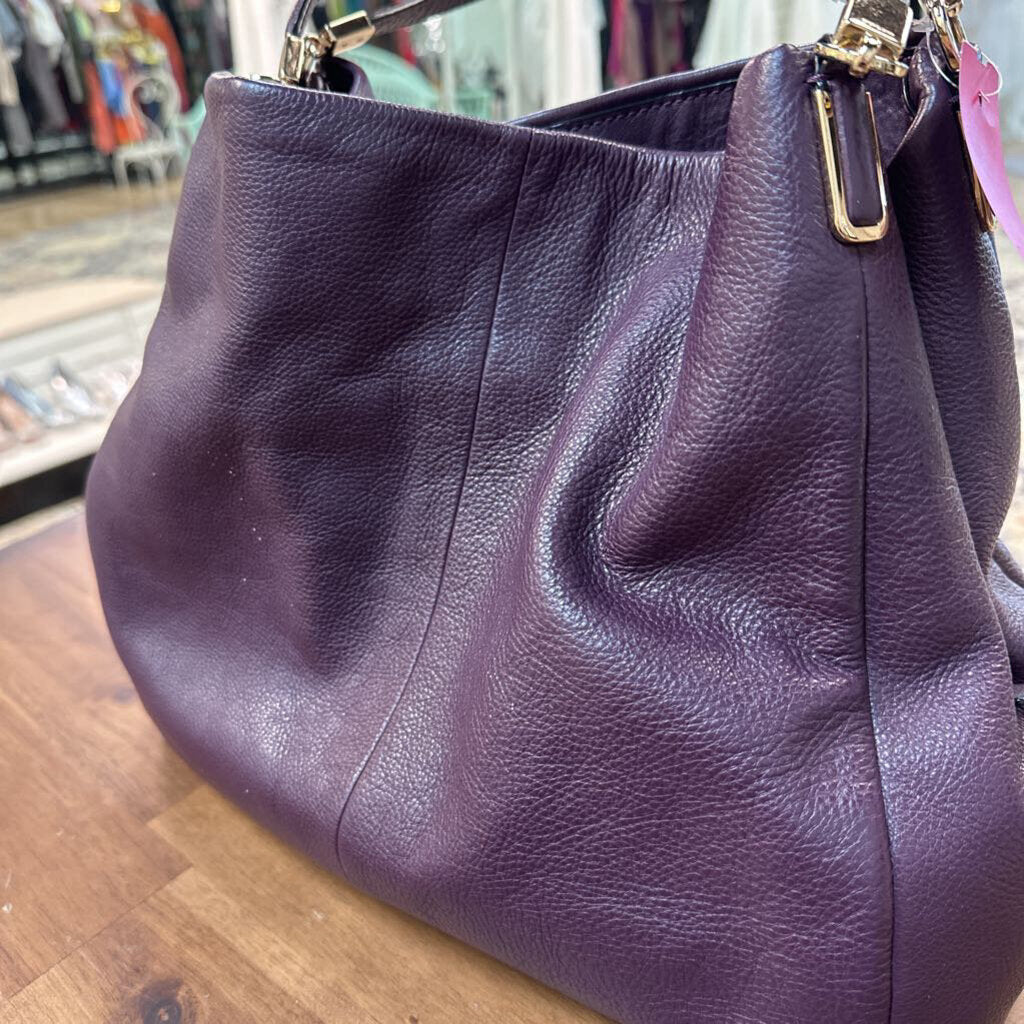 Coach Purple Pebbled Leather Restored Madison Phoebe Shoulder Purse