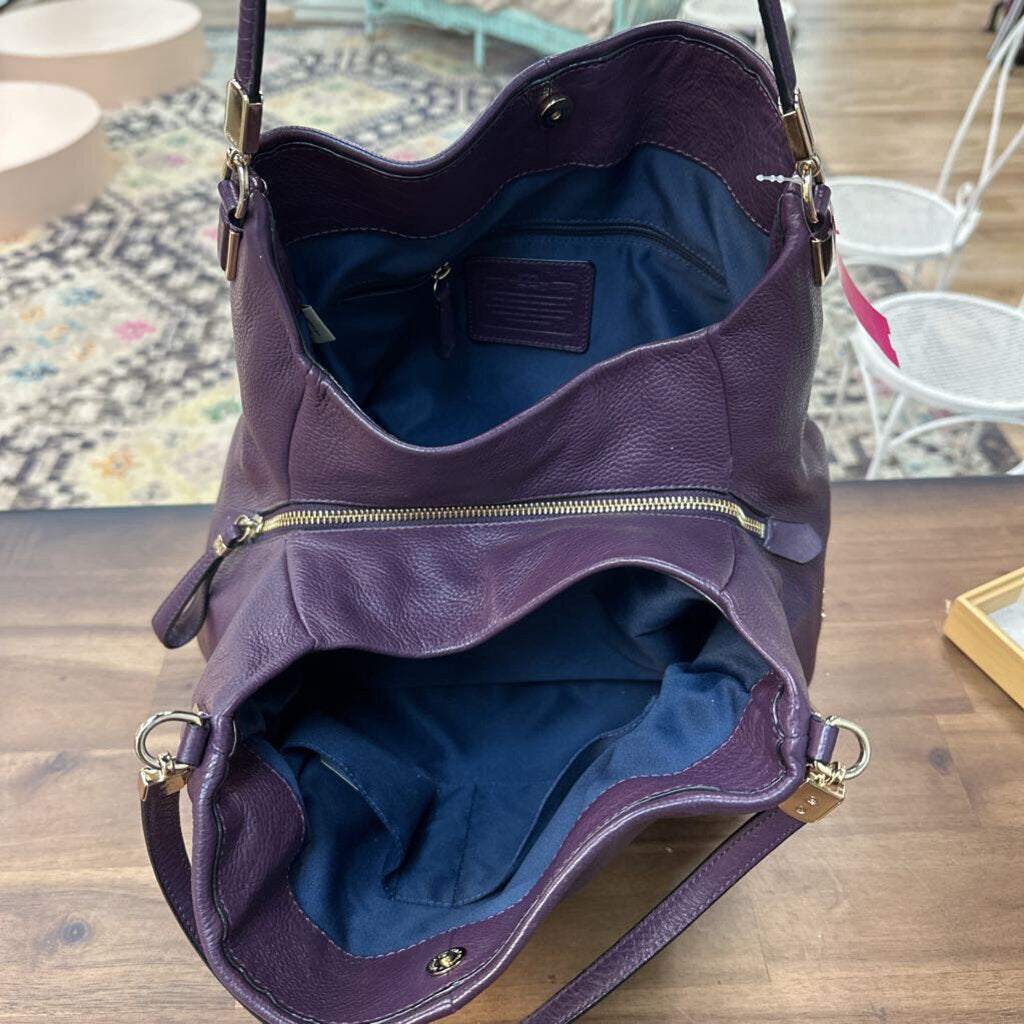 Coach Purple Pebbled Leather Restored Madison Phoebe Shoulder Purse