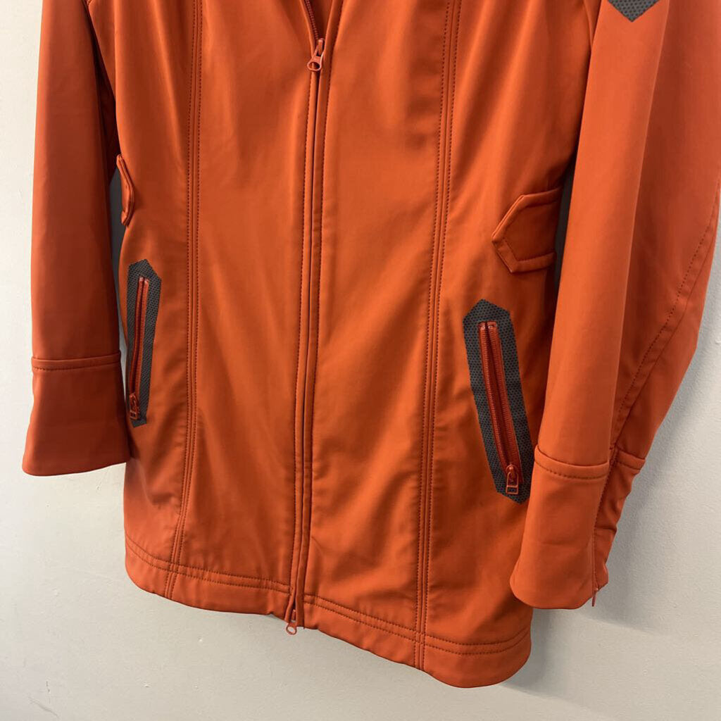 Athleta Orange Fleece Lined Long Zip Up Jacket Large