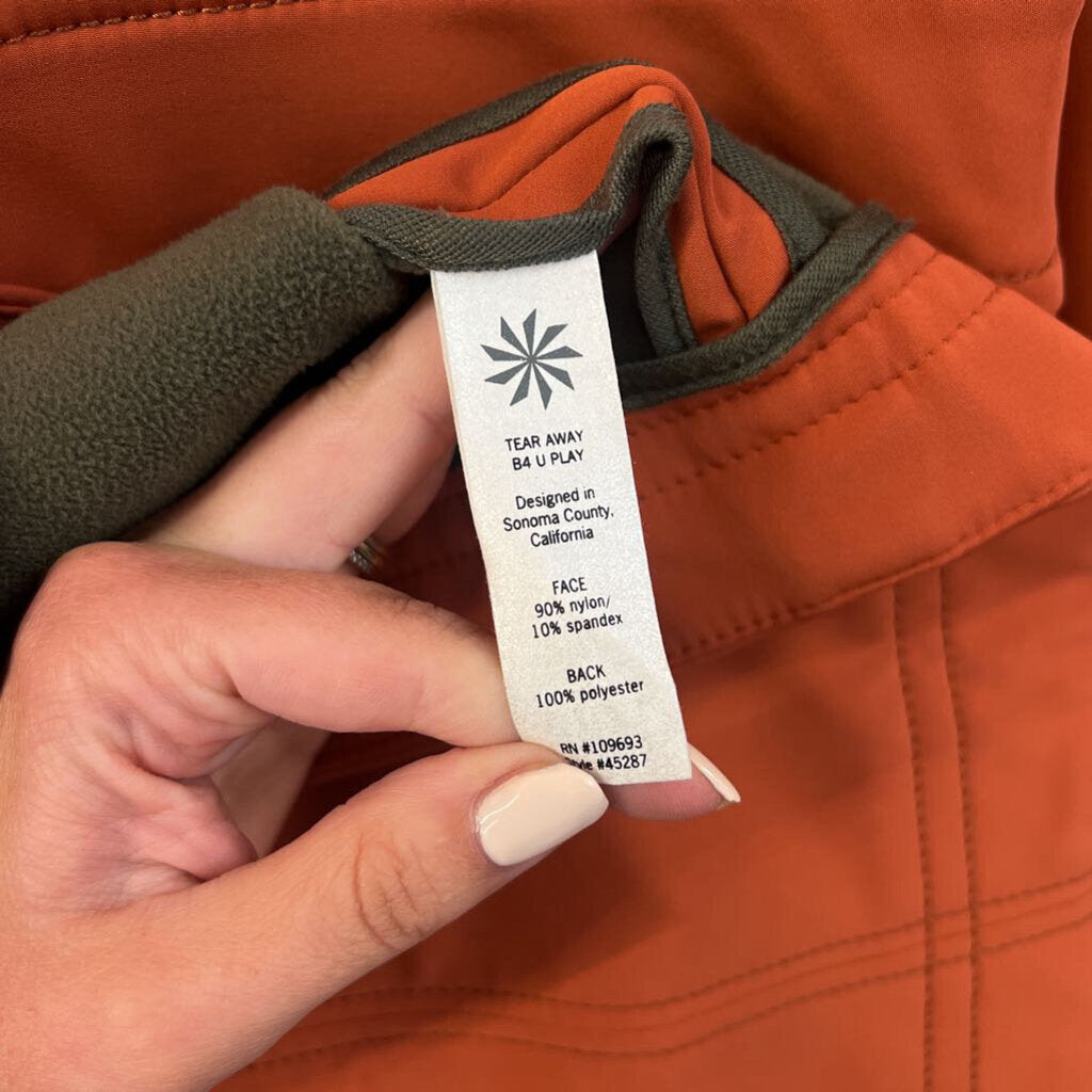 Athleta Orange Fleece Lined Long Zip Up Jacket Large