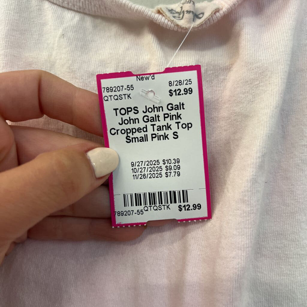 John Galt Pink Cropped Tank Top Small