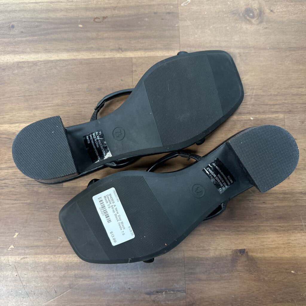Black Double Strap Block Heels 7.5