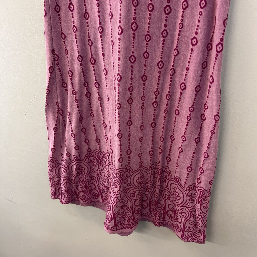 Athleta Pink/ Purple Print Short Sleeve Midi Dress Large Tall