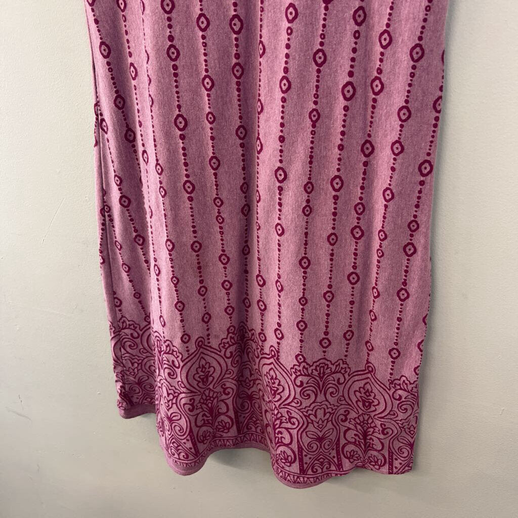 Athleta Pink/ Purple Print Short Sleeve Midi Dress Large Tall