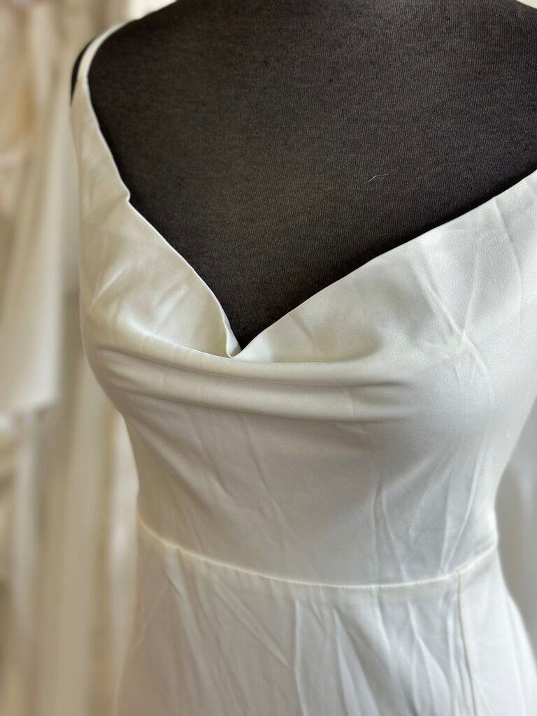 Lulus Ivory Silky Cowl Neck Bridal Gown Extra Large