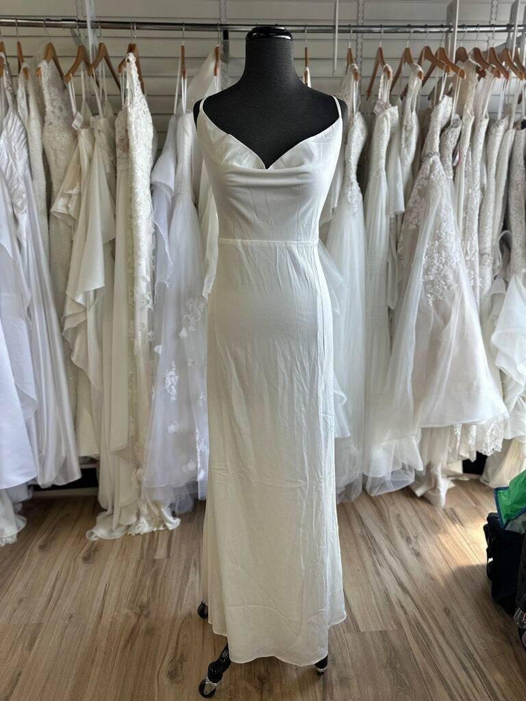 Lulus Ivory Silky Cowl Neck Bridal Gown Extra Large