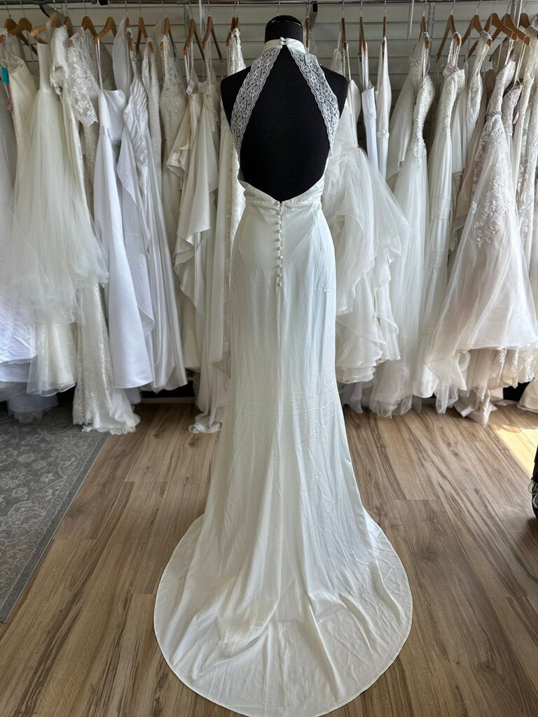 Lulus Ivory Silky High Neck Bridal Gown Extra Large