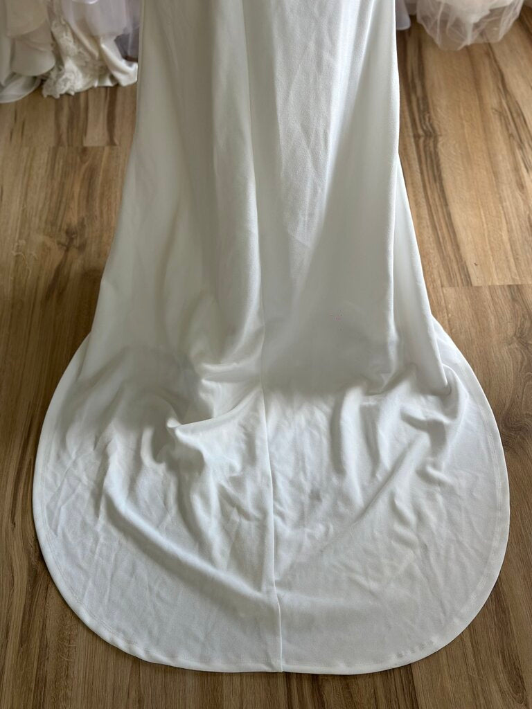 Lulus Ivory Crepe Long Sleeve Fitted Bridal Gown Extra Large