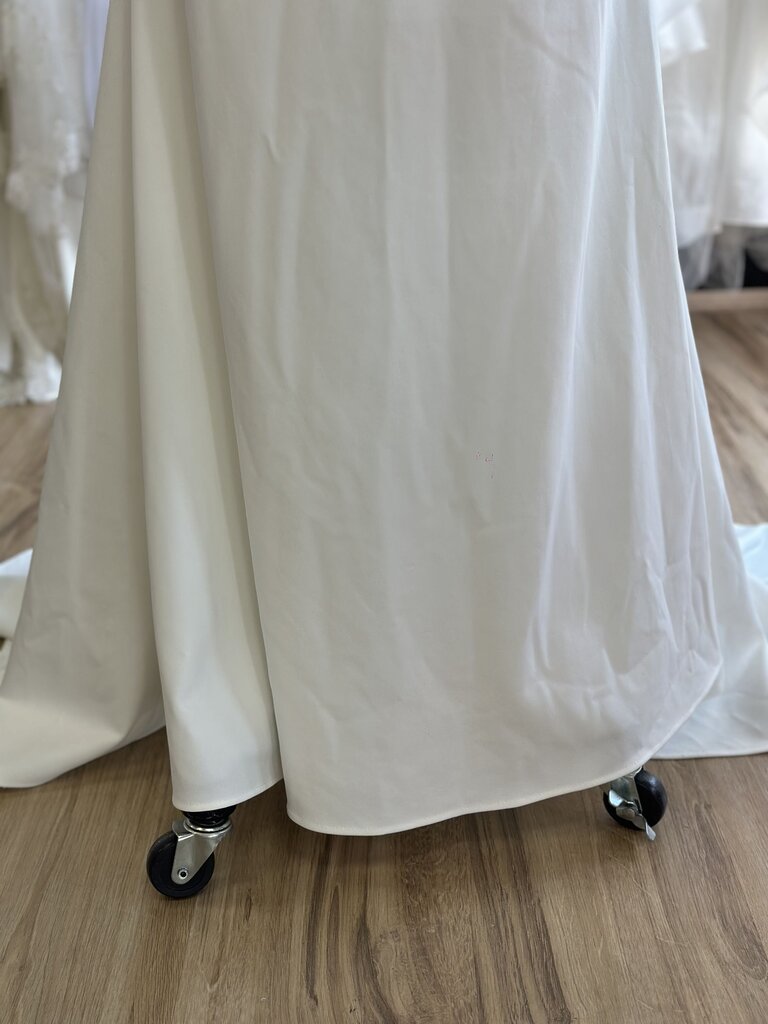 Lulus Ivory Embellished Lace Top Crepe Skirt Fitted Bridal Gown Large