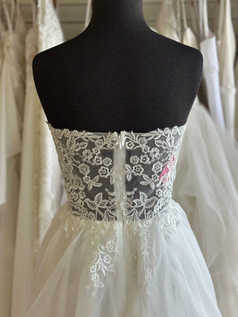 Lulus Ivory Lace Top Tiered Hem Skirt Strapless Bridal Gown Extra Large