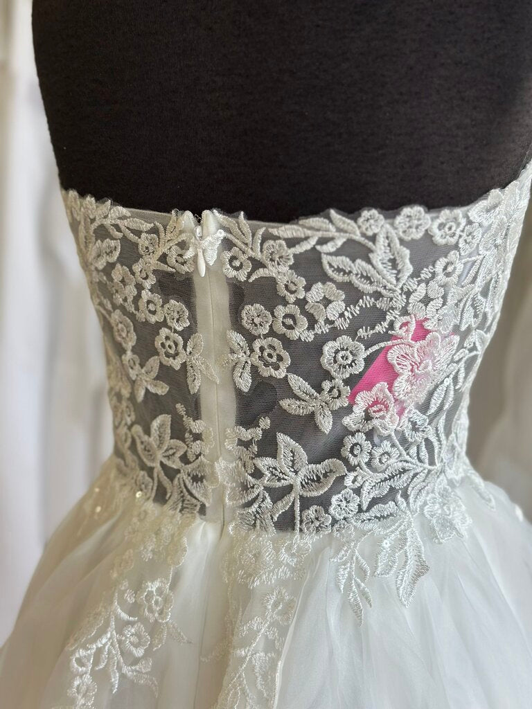 Lulus Ivory Lace Top Tiered Hem Skirt Strapless Bridal Gown Extra Large
