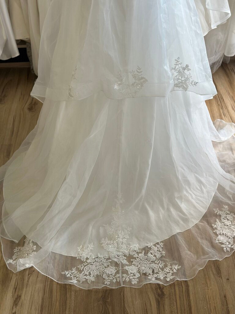 Lulus Ivory Lace Top Tiered Hem Skirt Strapless Bridal Gown Extra Large
