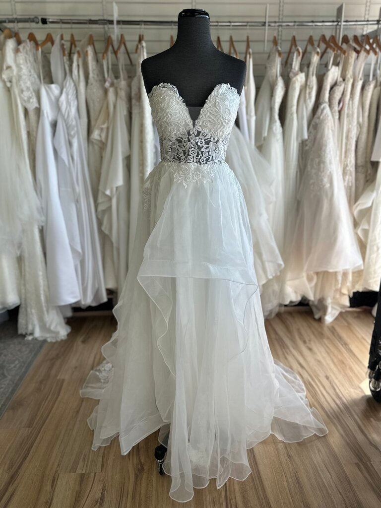 Lulus Ivory Lace Top Tiered Hem Skirt Strapless Bridal Gown Extra Large