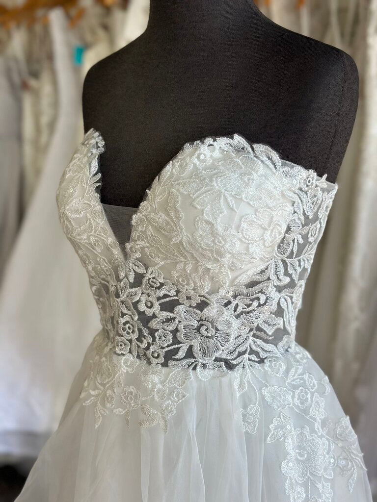 Lulus Ivory Lace Top Tiered Hem Skirt Strapless Bridal Gown Extra Large