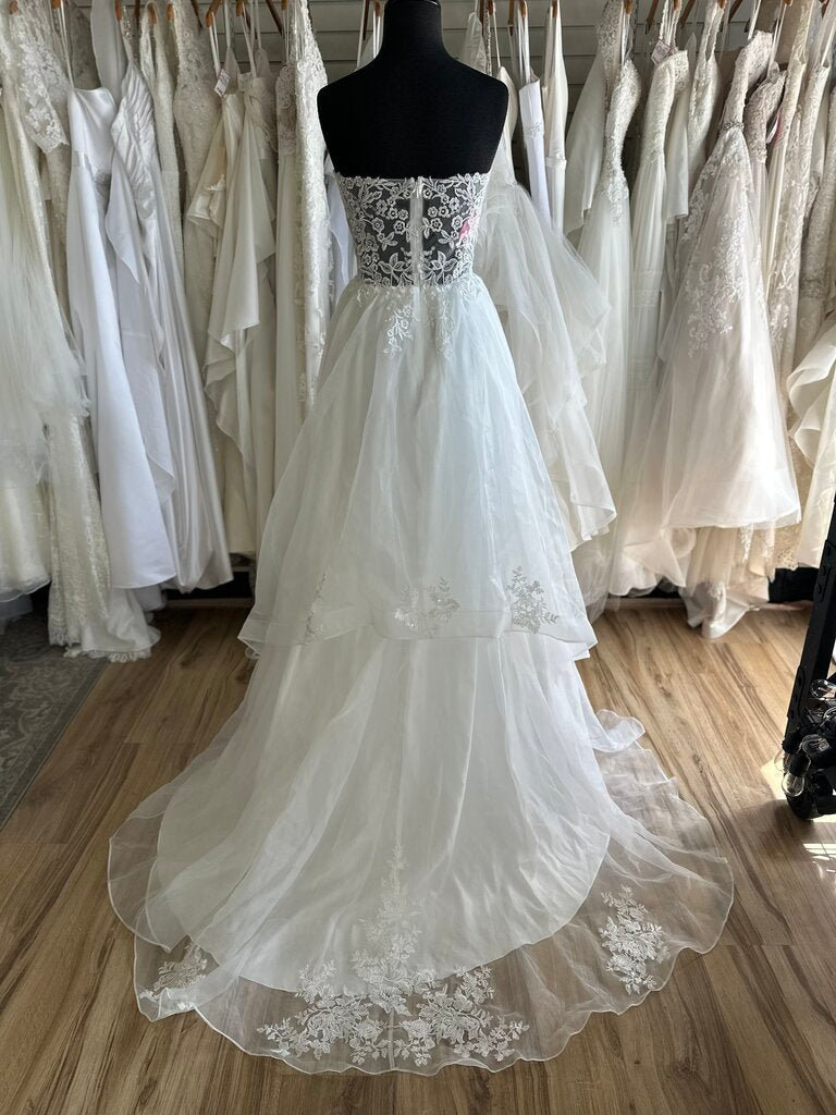 Lulus Ivory Lace Top Tiered Hem Skirt Strapless Bridal Gown Extra Large