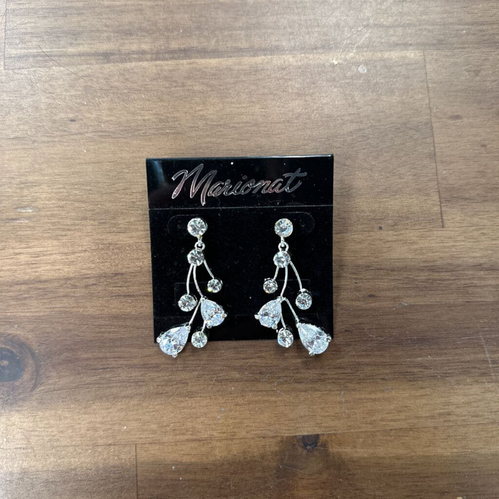 Marionat Silver/ Rhinestone Drop Statement Earrings
