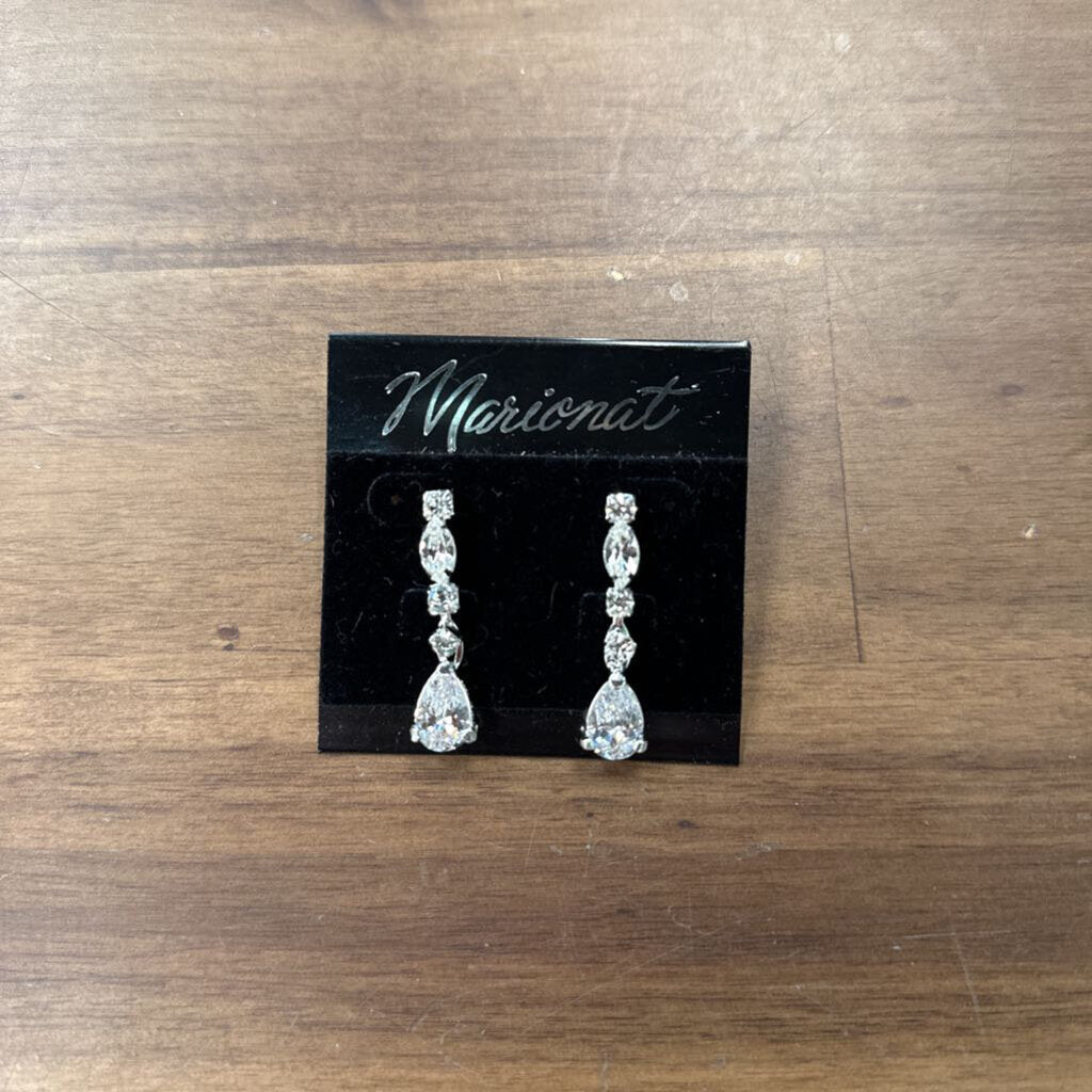 Marionat Silver/ Rhinestone Drop Earrings