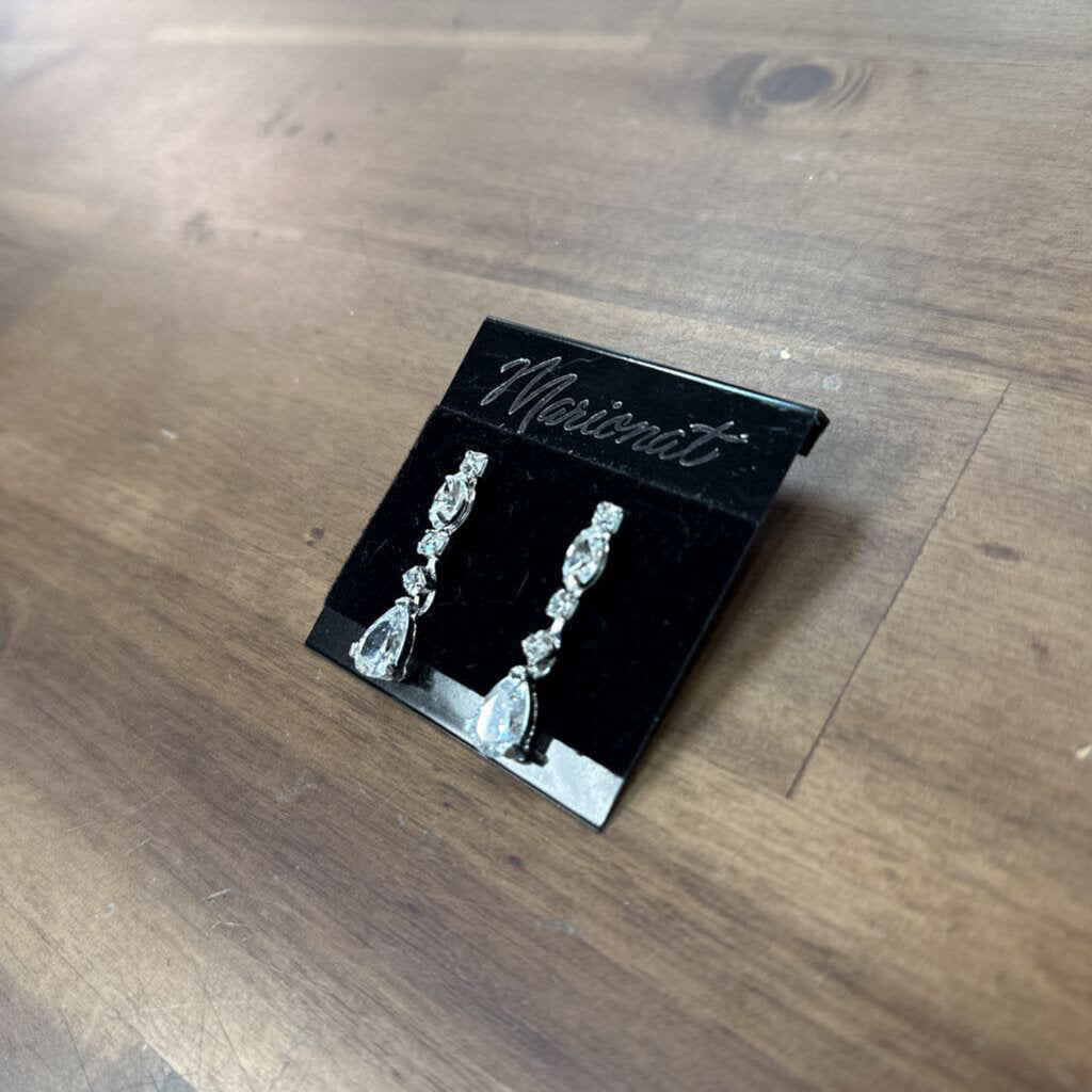 Marionat Silver/ Rhinestone Drop Earrings