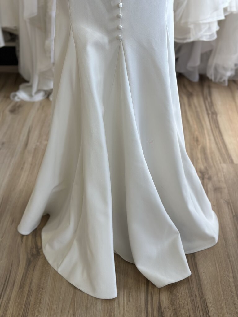 Ruched Off The Shoulder Crepe Wedding Dress 14/16P
