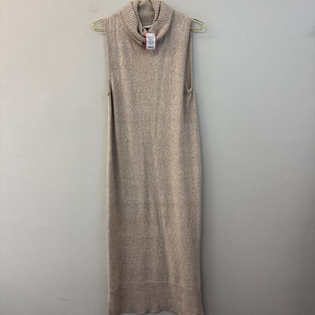 Rachel Zoe Biege Knit Sleeveless Turtleneck Maxi Dress Medium