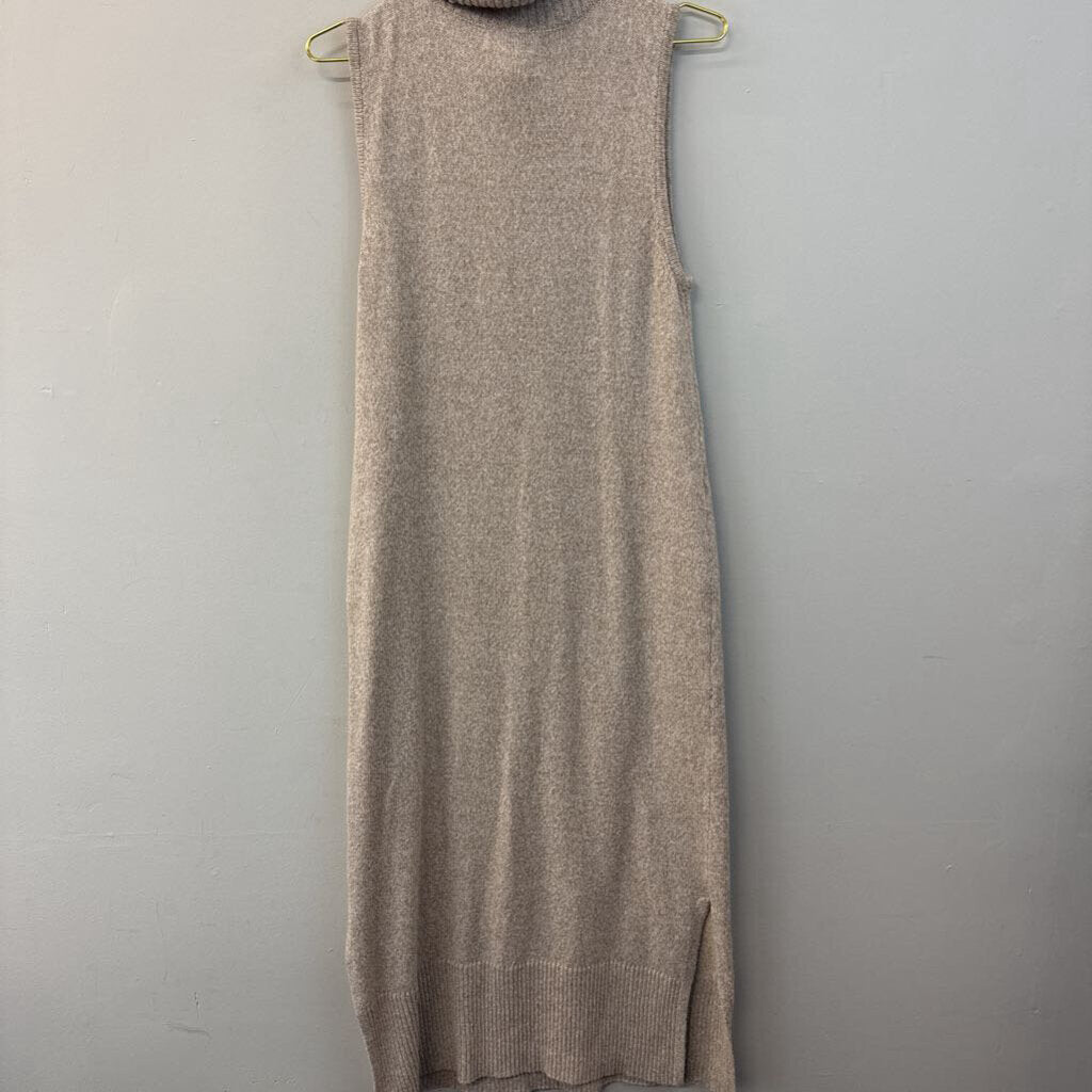 Rachel Zoe Biege Knit Sleeveless Turtleneck Maxi Dress Medium