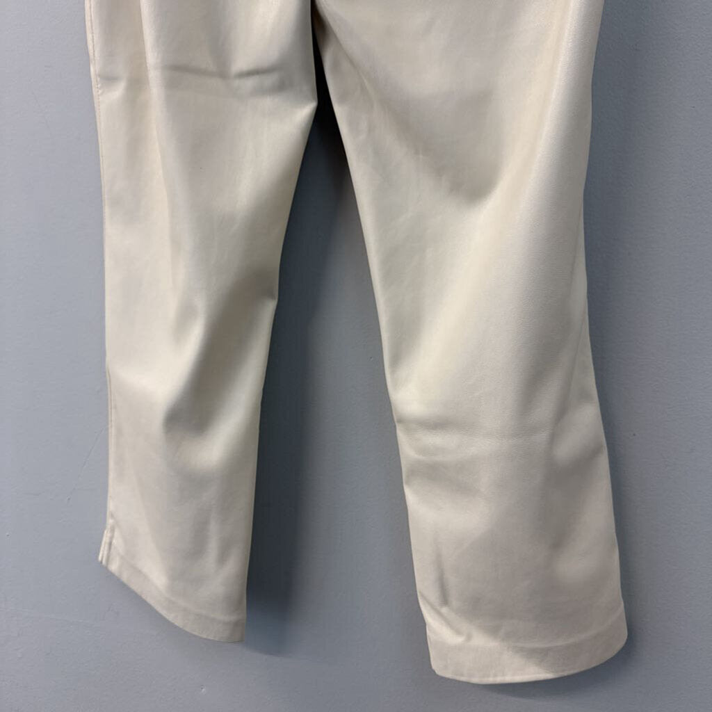 Maison d'Amelie Cream Faux Leather Straight Leg Pants 8