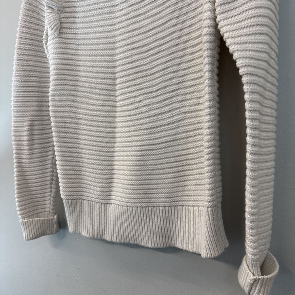 Banana Republic Cream Knit Ruffle Shoulder Sweater Top Medium