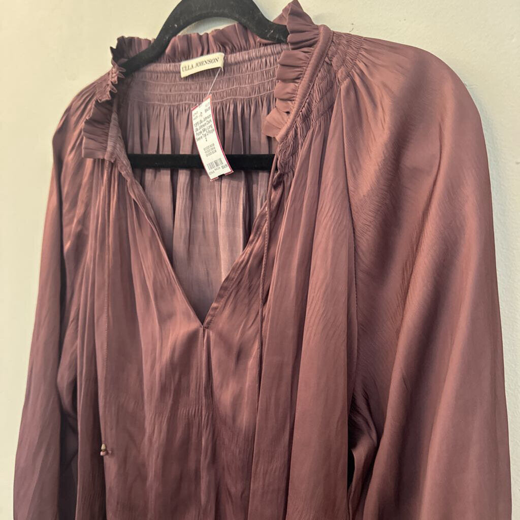 Ulla Johnson Dark Purple Silky Long Sleeve Top 2