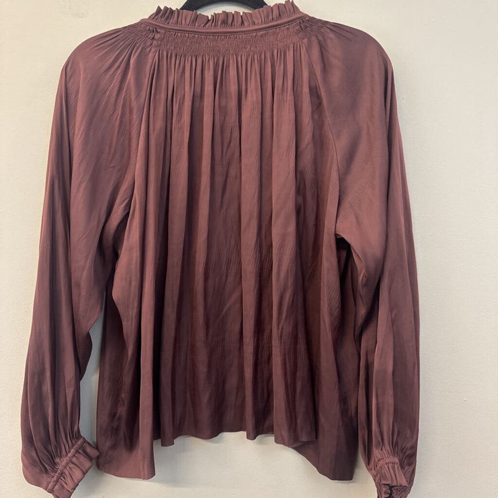 Ulla Johnson Dark Purple Silky Long Sleeve Top 2