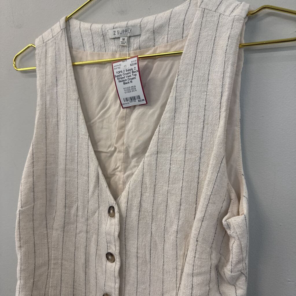 Z Supply Cream/ Black Striped Vest Top Medium