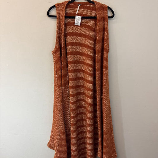 Free People Orange/ Cream Knit Vest Duster Extra Small