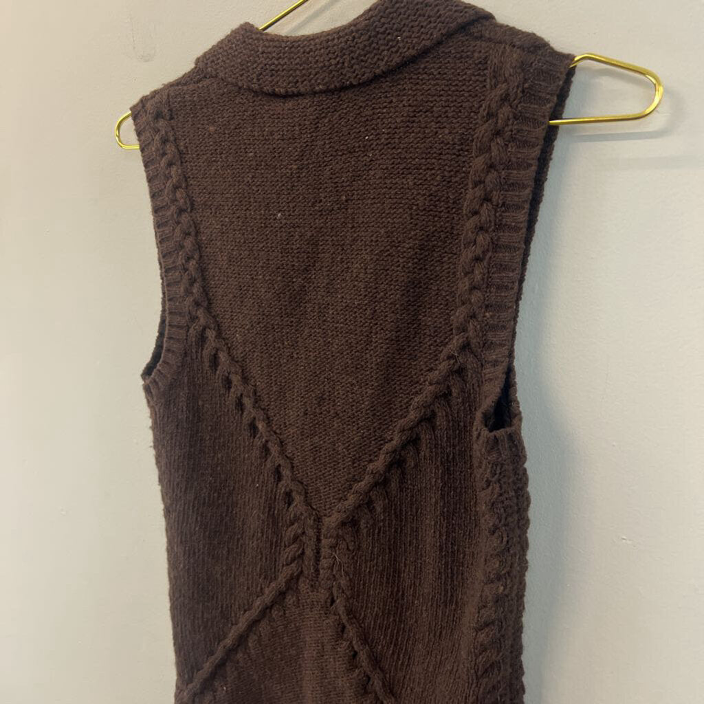 Ralph Lauren Brown Knit Button Front Sweater Vest Small