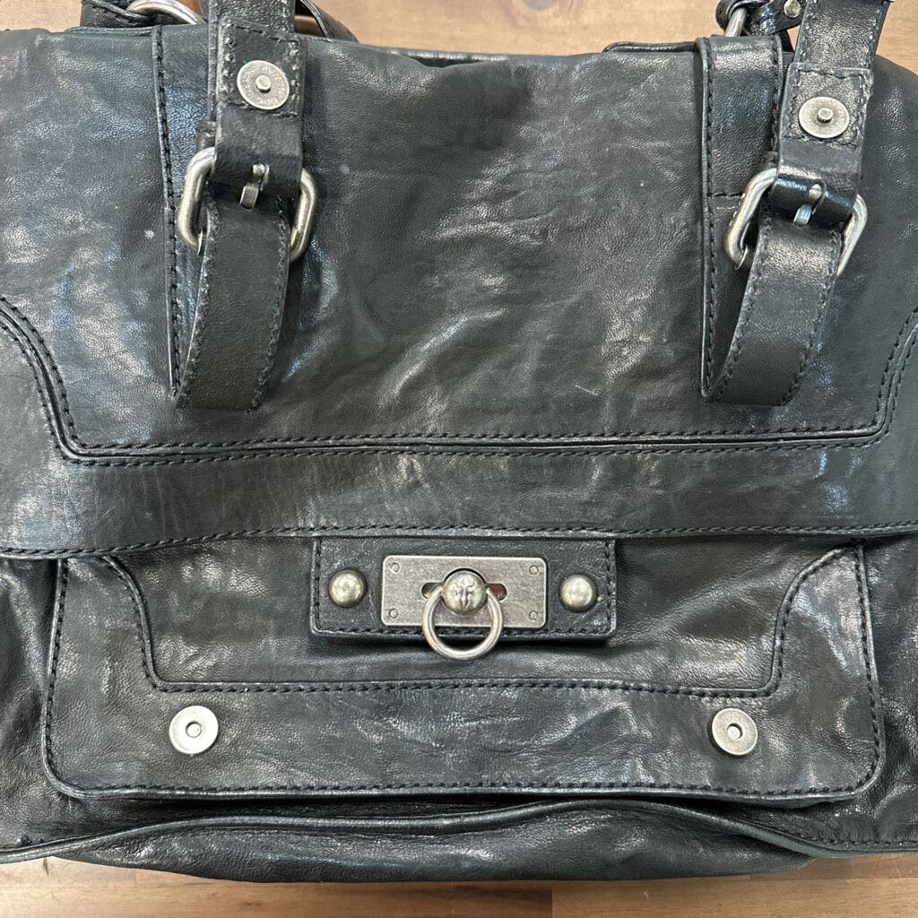 Frye Black Leather Cameron Satchel Purse