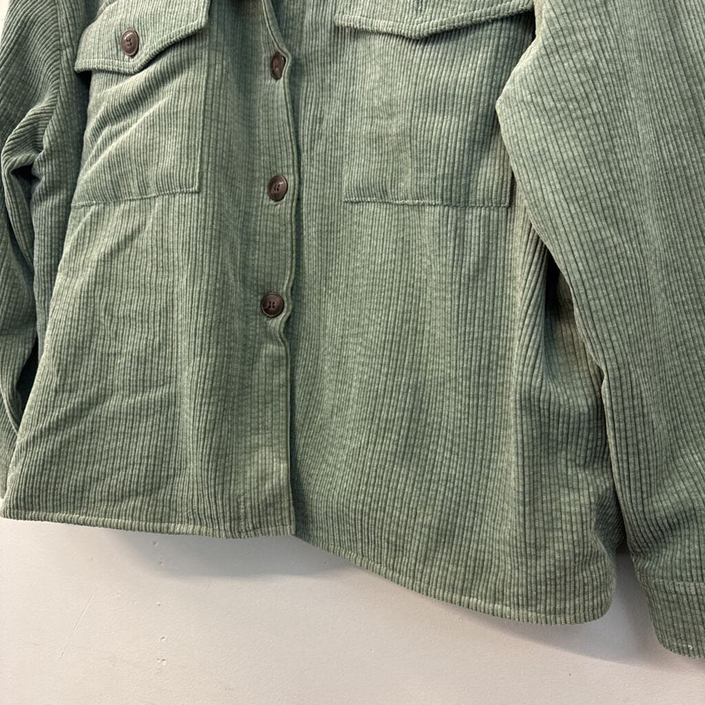 CiSono Green Corduroy Fleece Lined Shacket Medium