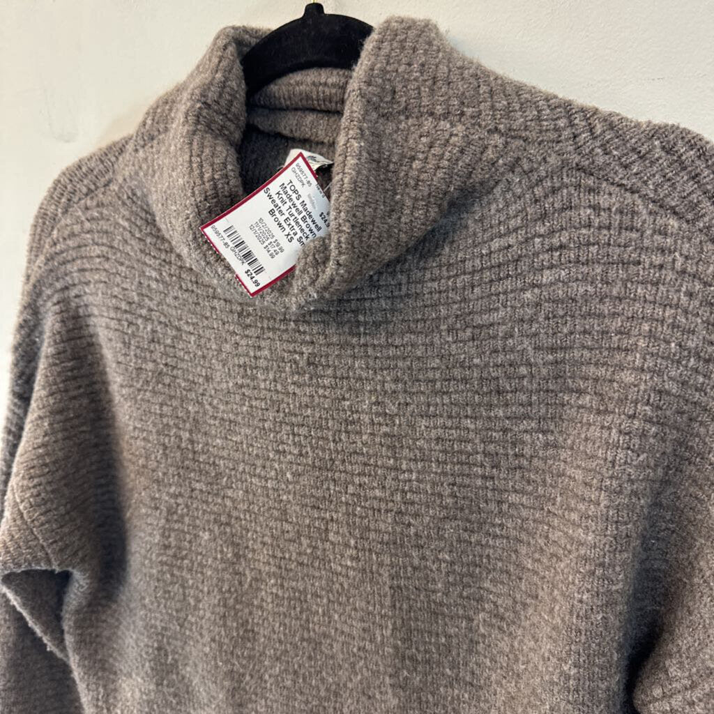 Madewell Brown Knit Turtleneck Sweater Extra Small