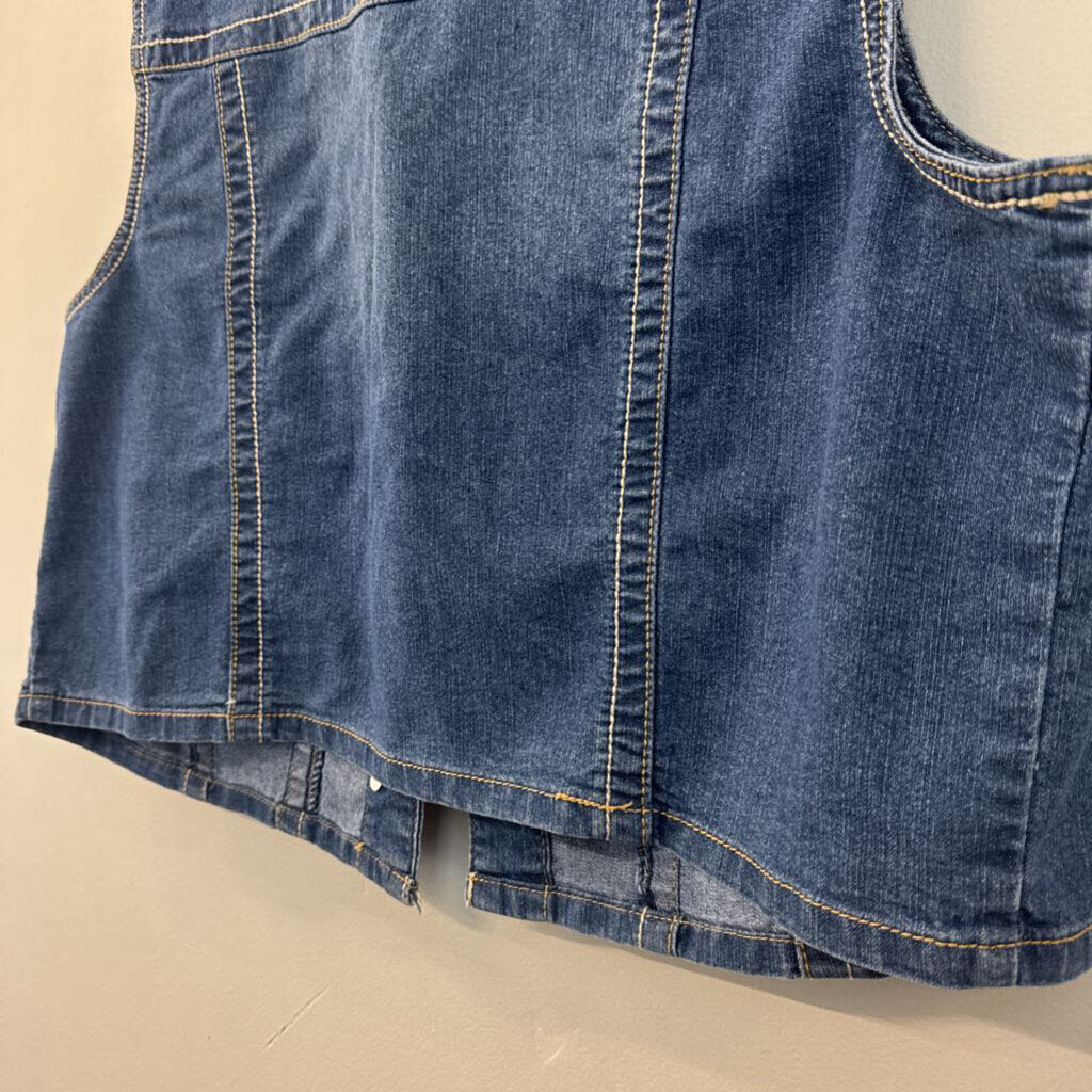 Oso Medium Wash Cropped Denim Vest Extra Large