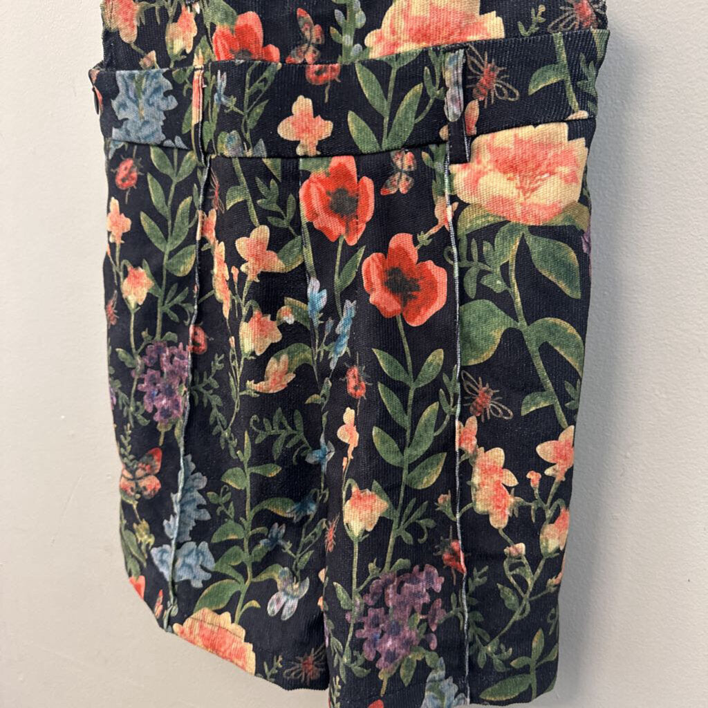 Cider Black Corduroy Print Overall Romper XXS