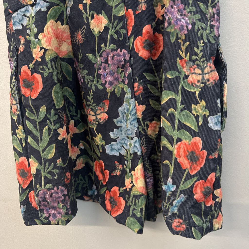 Cider Black Corduroy Print Overall Romper XXS